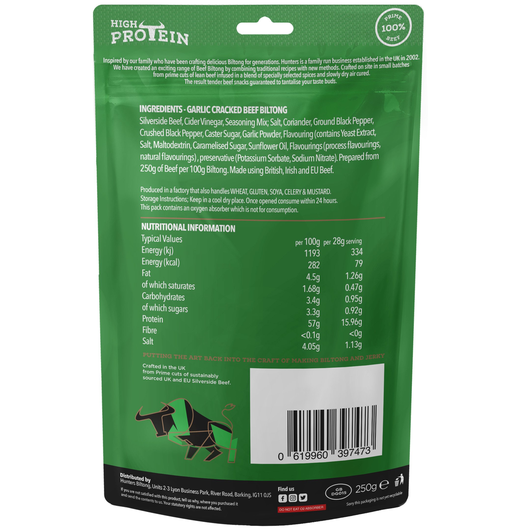 Hunters Garlic Cracked Pepper Sliced Beef Biltong - Image 3