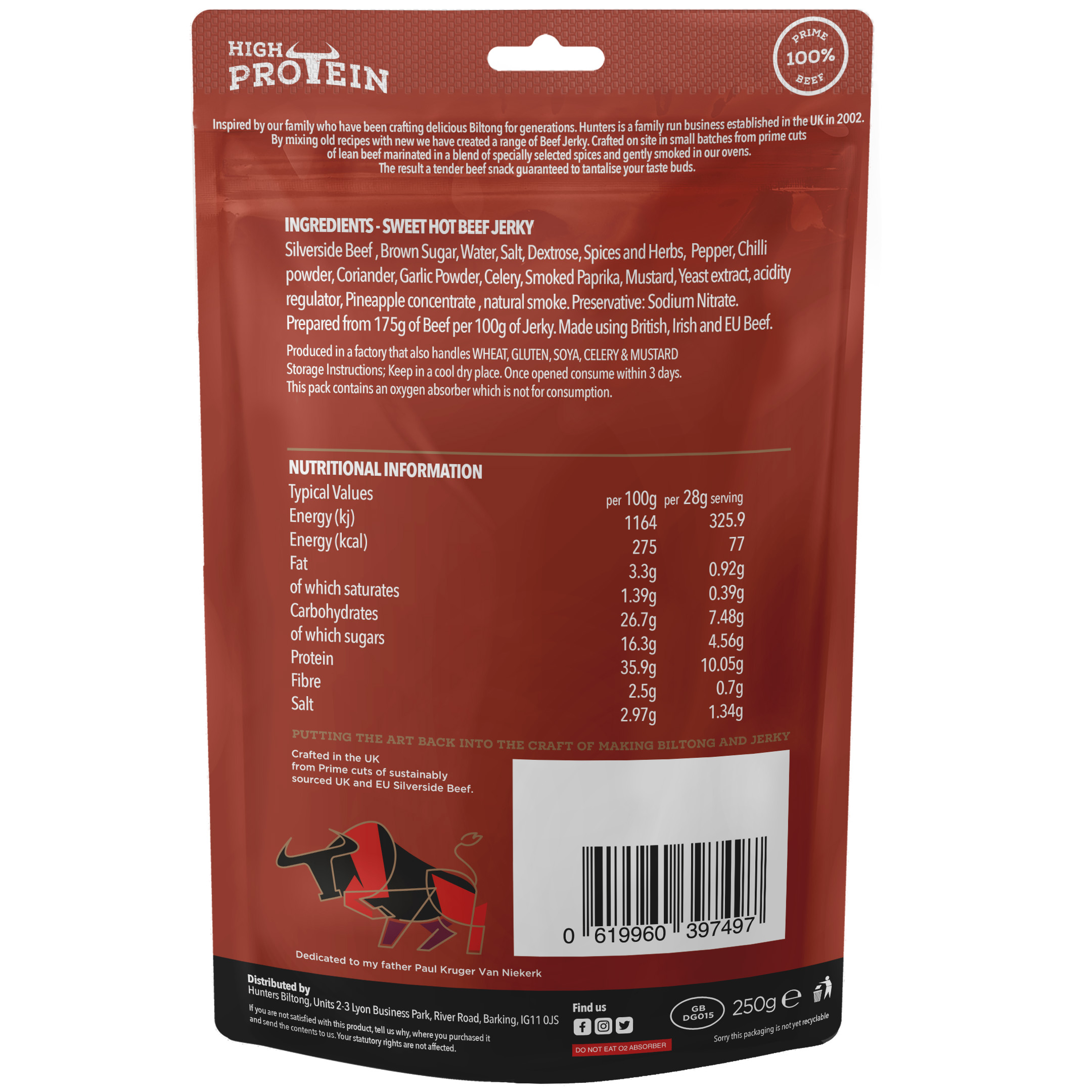 Sweet Hot Beef Jerky 250g - Image 3